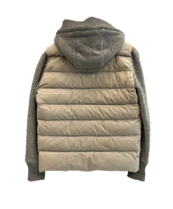 モンクレール MONCLER ニット切替 ダウンジャケット フード グレー サイズ0 ジャケット ベージュ 101MT-5437