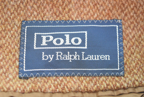 ラルフローレン RalphLauren ツイードジャケット ウエストベルト エルボーパッチ チンストラップ ジャケット ブラウン Lサイズ 103MT-2852