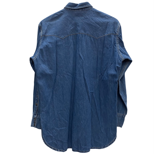 【曜日割引対象外】 リーバイス Levi's 90's 復刻 ショートホーン デニムウエスタンシャツ 日本製 54502-05 長袖シャツ ブルー Mサイズ 201MT-4393 VB