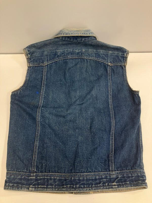 ヴィンテージ vintage 40's~50's 40~50年代 UNKNOWN 黒ラッカーボタン 耳付き オレンジステッチ 袖カットオフ デニム ベスト ブルー 101MT-4799