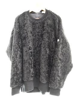 モンクレール MONCLER GENIUS 4 ジーニアス HYKE TEDDY フェイクファー ロゴパッチ プルオーバースウェット C-SCOM-21-13918 4 ジャケット ブラック Lサイズ 103MT-3381