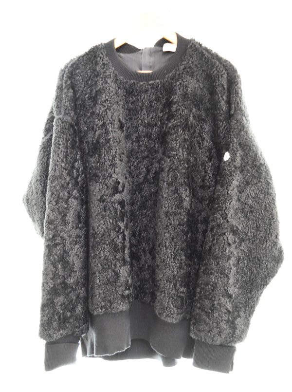 モンクレール MONCLER GENIUS 4 ジーニアス HYKE TEDDY フェイクファー ロゴパッチ プルオーバースウェット C-SCOM-21-13918 4 ジャケット ブラック Lサイズ 103MT-3381