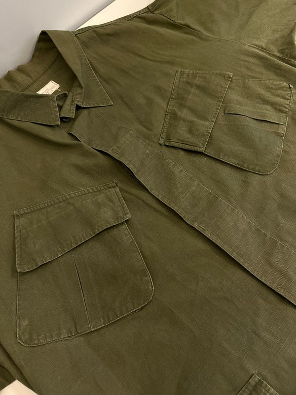 ミリタリー Military 60s 60's U.S.ARMY JUNGLE FATIGUE COAT ジャングル ファティーグ ジャケット 4th リップストップ DSA 101-69-C-1127 ジャケット カーキ Lサイズ 101MT-4438
