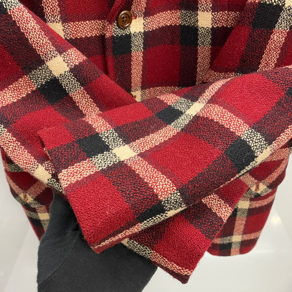 【曜日割引対象外】 ダブルアールエル RRL 90's Western York Tweed Check Half Coat 三つ星 ジャケット レッド Mサイズ 201MT-3835 VB