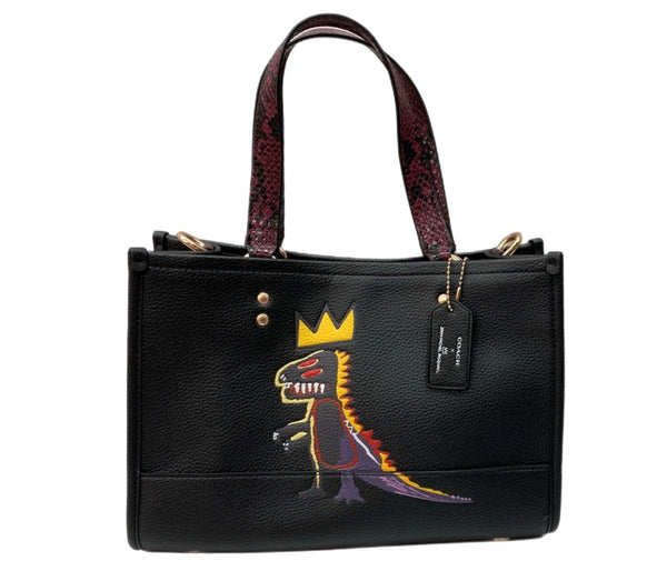 コーチ COACH × バスキア Basquia デンプシーキャリーオール ハンドバッグ トートバッグ ショルダーバッグ チャーム レザー BLACK 黒 F2161-C5661 バッグ レディースバッグ 2way・3wayバッグ ロゴ ブラック 104B-63