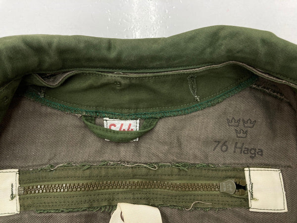 ミリタリー Military スウェーデン軍 M69 タンカースジャケット SWEDISH ARMY ユーロ ハの字 ジップ 緑 サイズ C44 ジャケット 無地 グリーン 104MT-1483