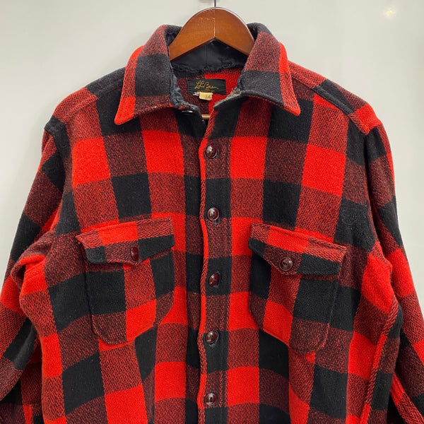 【曜日割引対象外】 エルエルビーン L.L.Bean 50's 筆記体黒タグ チェック柄 ウールジャケット 長袖シャツ レッド 201MT-4232 VB