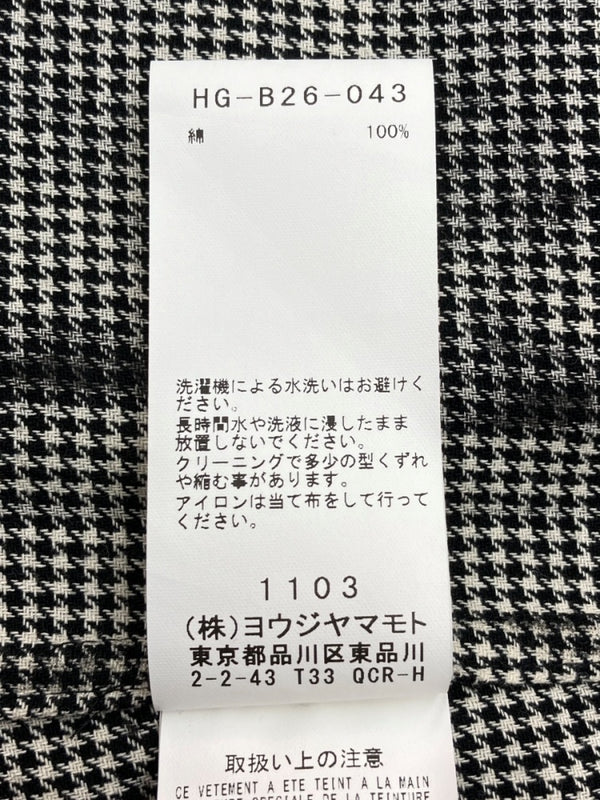 ヨウジヤマモト Yohji Yamamoto POUR HOMME ROLLER PRINT LONG BLOUSE ローラー プリント ロング ブラウス 千鳥柄 長袖 灰 HG-B26-043 サイズ 3 コート 総柄 グレー 104MT-1575