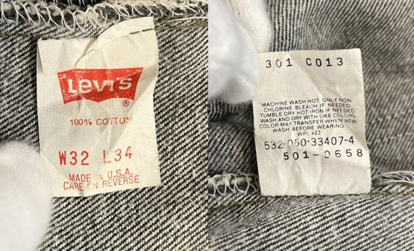 リーバイス Levi's 90’ß 90s 501先染め ブラックデニム ボタン裏532 USA製 アメリカ製 デニム ブラック W32×L34 101MB-624