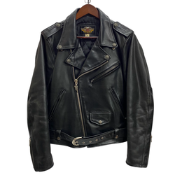 【曜日割引対象外】 ハーレーダビッドソン HARLEY-DAVIDSON レザー ダブルライダースジャケット ジャケット ブラック Mサイズ 201MT-4531 VB