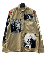 タカヒロミヤシタザソロイスト TAKAHIROMIYASHITATheSoloist. × Charles Peterson × Dickies WORK SHIRT ワーク シャツ ボタン パッチワーク 長袖 薄茶 sds.0001 ジャケット 総柄 ベージュ Mサイズ 104MT-1639