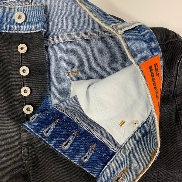 ヘロンプレストン HERON PRESTON コーティングデニムパンツ ジーンズ 切替 HMYA010F20DEN003 デニム ブラック 30サイズ 201MB-1051