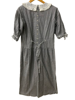 ピンクハウス PINK HOUSE ギンガムチェック柄 リボン レース 襟付き 半袖ワンピース ワンピース ブラック 201LT-430