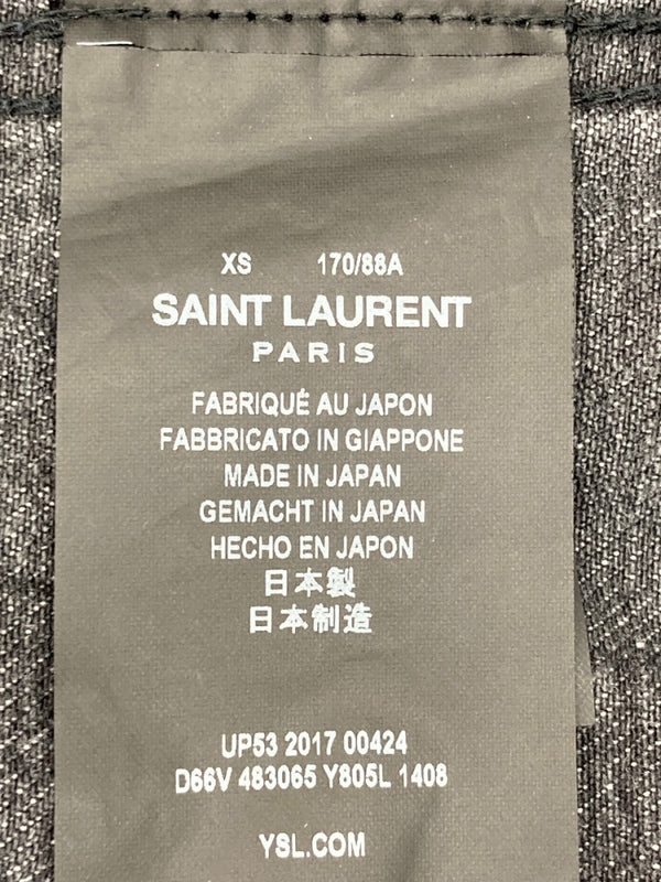 サンローラン Saint Laurent 18ss DENIM JACKET デニム ジャケット waiting for sunset ワッペン Gジャン 黒 483065 Y805L ジャケット ハート ブラック XSサイズ 104MT-987