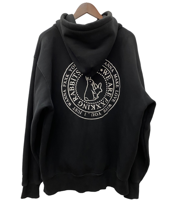 エフアールツー #FR2 FXXKING RABBITS Embroidery Hoodie パーカ ブラック XLサイズ