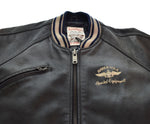 アヴィレックス AVIREX VARSITY LEATHER JACKET バーシティレザージャケット バックロゴ スタジャン ジャケット ブラック Sサイズ 103MT-3520