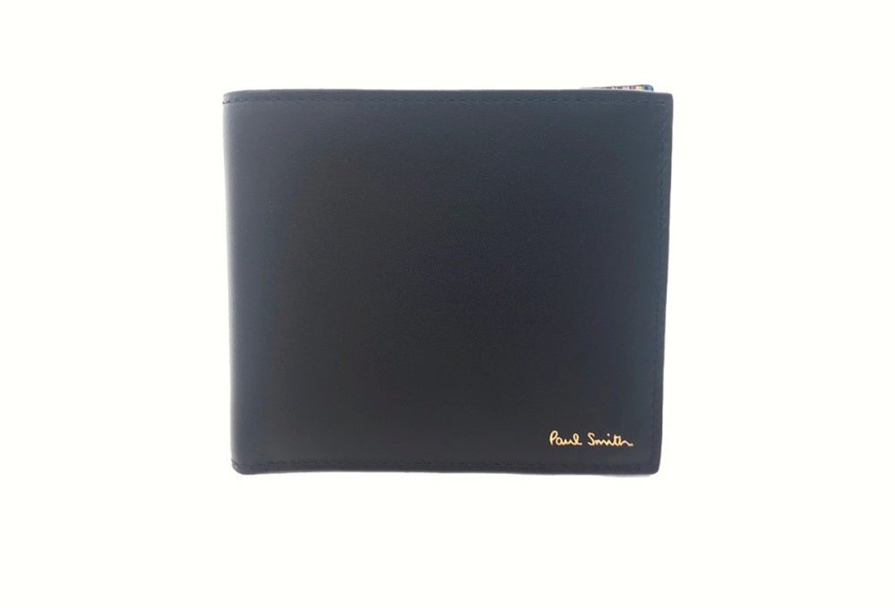 ポールスミス Paul Smith 二つ折り財布 レザー 黒 M1A-4833-BMULTI 財布・ケース メンズ財布 無地 ブラック  104wallet-1 古着通販のドンドンサガール