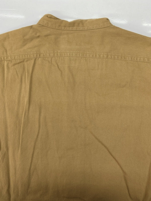 ダブルアールエル RRL 90s BAND COLLAR PULLOVER SHIRT バンド カラー プルオーバー シャツ ハーフ 三ツ星タグ Ralph Lauren 茶 長袖シャツ 無地 ブラウン Mサイズ 104MT-2072