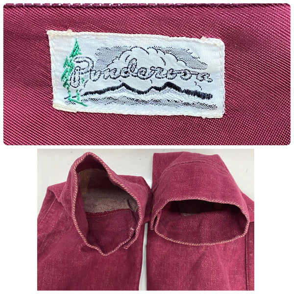 【曜日割引対象外】 ヴィンテージ vintage Punderson 60's 70's レースアップ デニムプルオーバーシャツ ジャケット ワインレッド 201MT-4872 VB
