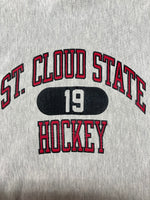 チャンピオン Champion 90s 90年代 刺繍タグ REVERSE WEAVE リバースウィーブ  3段 カプセル ST.CLOUD HOCKEY 灰色 スウェット プリント グレー 2XLサイズ 104MT-2278