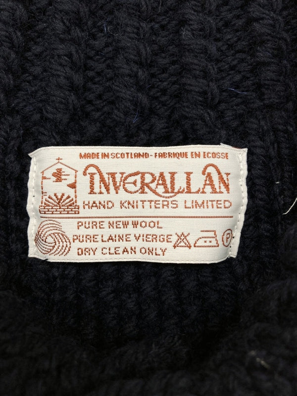 インバーアラン INVERALLAN 3A Lumber Cardigan ランバー カーディガン ニット セーター ケーブル ハンドニット 紺 NAVY カーディガン 無地 ネイビー 104MT-879