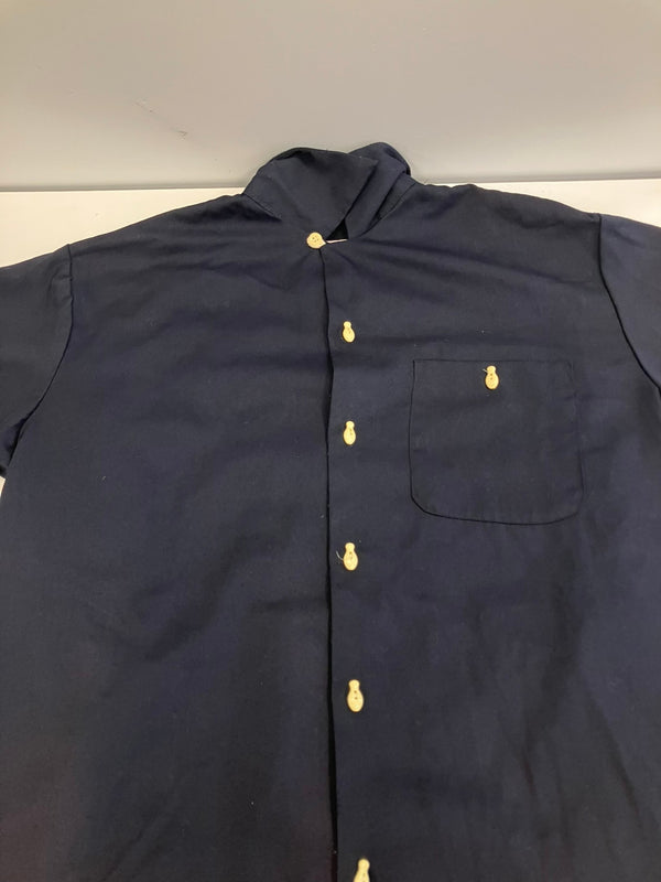 ヴィンテージ vintage 70's～ 70年代～ Zoom ズーム レーヨン ボウリングシャツ 開襟 オープンカラー ループカラー ボックス 半袖シャツ ネイビー Sサイズ 101MT-5268