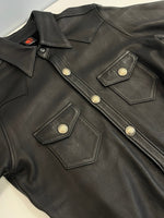 レッドムーン RED MOON ウエスタンシャツ レザーシャツ 鹿革 ディアスキン コンチョボタン 黒  表記サイズ38 ジャケット ブラック 101MT-4496