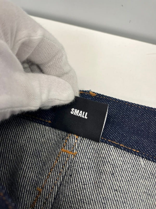 リベンジ REVENGE デニムパンツ インディゴ 刺繍ロゴ y2k 青 デニム ブルー Sサイズ 101MB-758