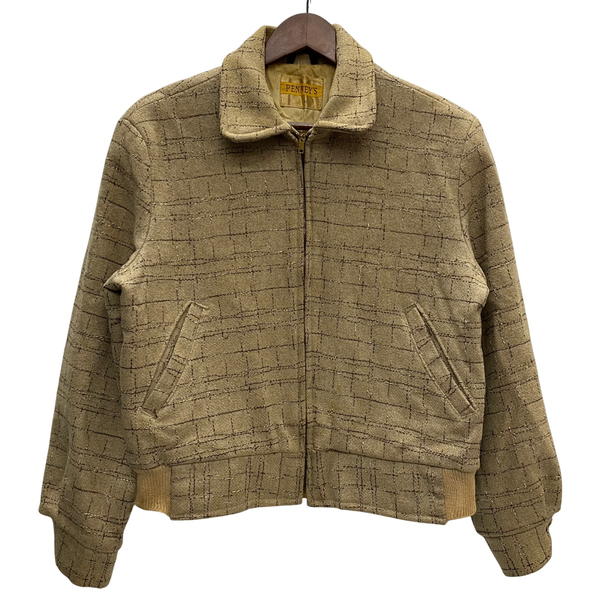 【曜日割引対象外】 ぺニーズ PENNEY’S 50's Brill Brosジップ ウールネップ ジャケット ベージュ 40サイズ 201MT-4482 VB