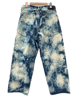 シュガーヒル SUGARHILL CLASSIC DOUBLE KNEE DENIM PANTS ダブル  ニー デニム パンツ ジーパン シンチバック ボタンフライ 加工 ズボン 白 青 総柄 23AWPT04 デニム ブルー サイズ 32 104MB-392