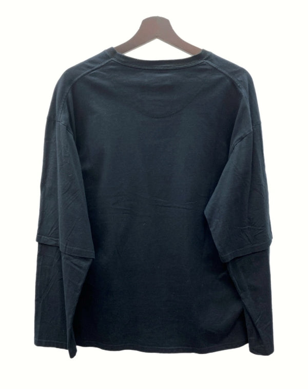 ティーモダンストリートウェア TTT MSW × DAIRIKU ダイリク Layered L/S Tshirt レイヤード Tシャツ ロンT 長袖 重ね着 黒 TD03C ロンT ロゴ ブラック フリーサイズ 104MT-1086