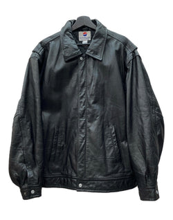 US US古着 LEATHER JACKET レザー ジャケット NOTHING ELSE IS A PEPSI ジップアップ ペプシ 企業 アウター 黒 ジャケット 無地 ブラック XLサイズ 104MT-2226