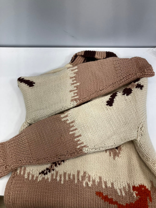 ヴィンテージ vintage 50's~60's 50～60年代 カウチンニット セーター ハンティング柄 2トーン  LIGHTNING ZIP カーディガン ホワイト 101MT-5076