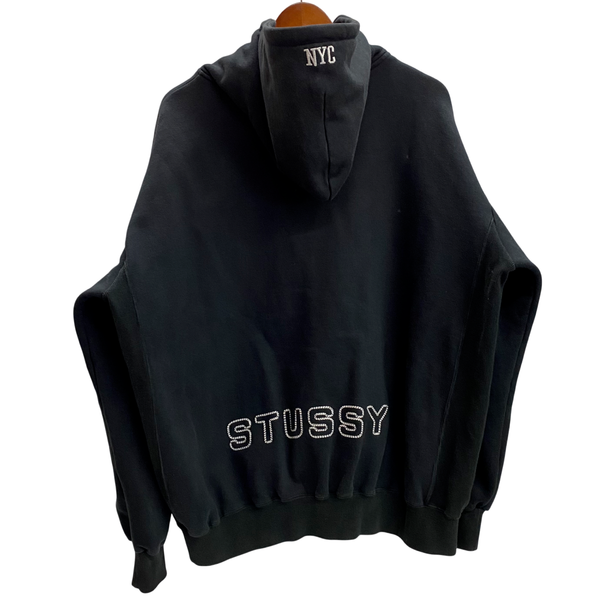 【曜日割引対象外】 ステューシー STUSSY × Champion 90's フルスナップボタン REVERSE WEAVE パーカ ブラック Lサイズ 201MT-4765 VB