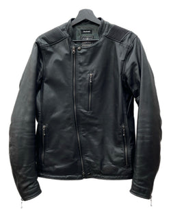 カドヤ KADOYA × Kawasaki LEATHER JACKET レザー ジャケット ライダース セミダブル ダブルジップ アウター 黒 ジャケット 無地 ブラック Lサイズ 104MT-1917