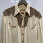【曜日割引対象外】 ヴィンテージ vintage 40’s Circle A Western Wear Rayon Gabardine Shirt USA製 長袖シャツ ベージュ 201MT-4446 VB