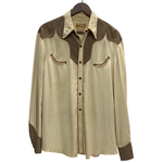 【曜日割引対象外】 ヴィンテージ vintage 40’s Circle A Western Wear Rayon Gabardine Shirt USA製 長袖シャツ ベージュ 201MT-4446 VB
