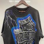 【曜日割引対象外】 ハーレーダビッドソン HARLEY DAVIDSON 2001 LIGHTNING HUGE EMBLEM サンダー USA製 Tシャツ ブラック XLサイズ 201MT-4389 VB