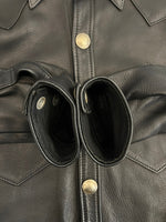 レッドムーン RED MOON ウエスタンシャツ レザーシャツ 鹿革 ディアスキン コンチョボタン 黒  表記サイズ38 ジャケット ブラック 101MT-4496