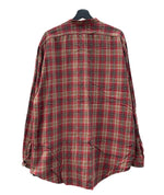 ダブルアールエル RRL 90s 90年代 三ツ星タグ FLANNEL SHIRT フランネル ネルシャツ バンドカラー ノーカラー  長袖シャツ チェック レッド Lサイズ 104MT-2075