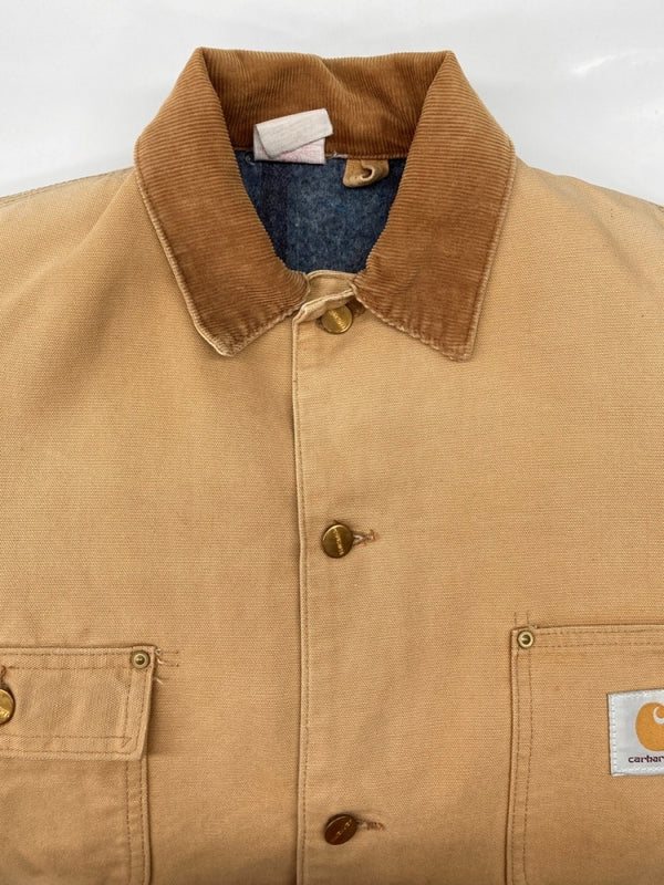 カーハート Carhartt MICHIGAN CHORE COAT ミシガン チョア コート ダック カバーオール 裏ブランケット ボタン アウター ジャケット 薄茶 サイズ 40 ジャケット ロゴ ベージュ 104MT-1879