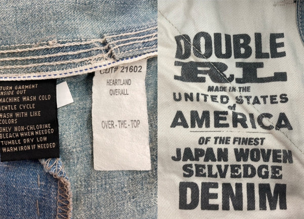 ダブルアールエル RRL OVERALLS オーバーオール オールインワン つなぎ リペア加工 パッチワーク USA製 Ralph Lauren 青 ロゴ つなぎ・オーバーオール ブルー サイズ 4 104MB-186