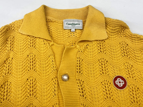 カサブランカ Casablanca Crochet Polo Shirt クロケット ポロ シャツ ニット黄 CASABLANCA22SS-8 半袖シャツ ロゴ イエロー Mサイズ 104MT-1771
