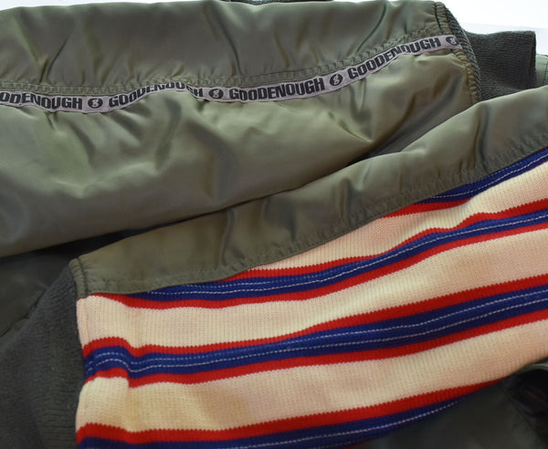 グッドイナフ Goodenough × フィネス FINESSE MA-1 USA製 Alpha 社製 90s 90's 90年代  裏原 98年 ジャケット カーキ Mサイズ 103MT-2955
