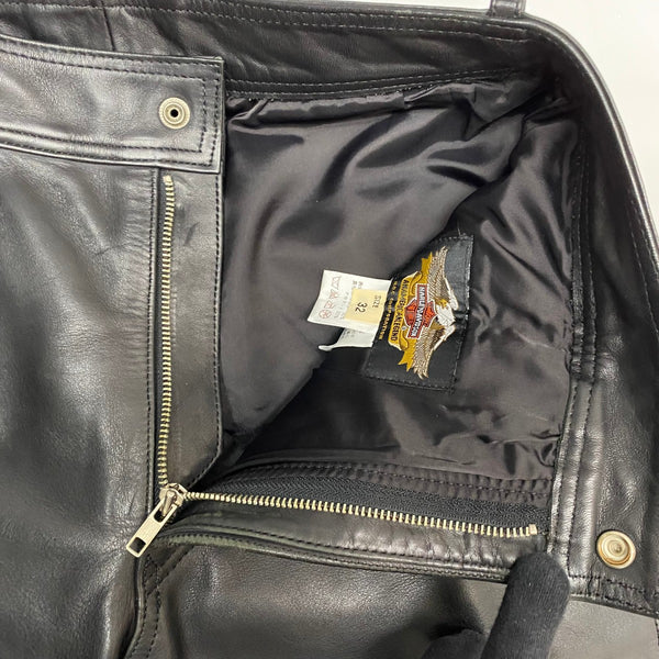 【曜日割引対象外】 ハーレーダビッドソン HARLEY-DAVIDSON レザーパンツ 牛革 98146 ボトムスその他 ブラック 32サイズ 201MB-1002 VB