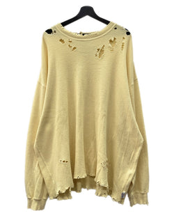 ダイリク DAIRIKU 21ss Thrift Thermal Tee サーマル Tシャツ ダメージ加工 オーバーサイズ ロンT 長袖 黄 21SS C-6 ロンT 無地 イエロー Lサイズ 104MT-1890