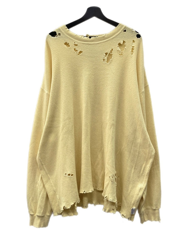 ダイリク DAIRIKU 21ss Thrift Thermal Tee サーマル Tシャツ ダメージ加工 オーバーサイズ ロンT 長袖 黄 21SS C-6 ロンT 無地 イエロー Lサイズ 104MT-1890