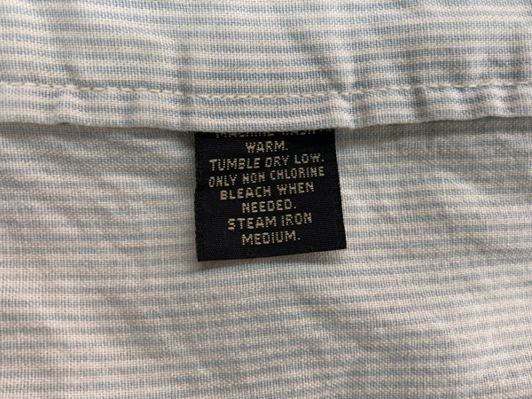 ダブルアールエル RRL 90s 三ツ星タグ ガチャポケ シャンブレー  猫目ボタン ワークシャツ 水色 生成り 長袖シャツ 無地 ブルー Mサイズ 104MT-2058