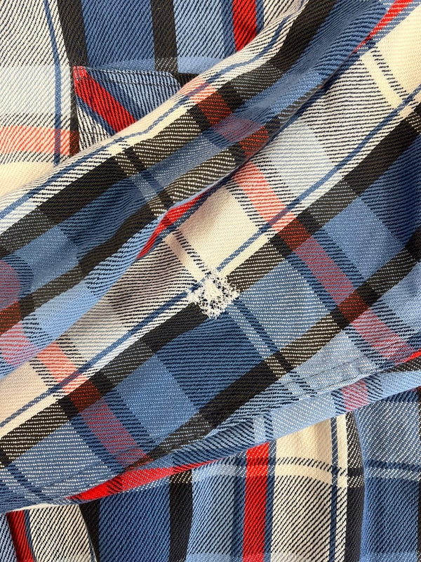 ビッグマック BIG MAC 80s～ ヴィンテージ Vintage コットン ネルシャツ チェックシャツ US古着 青 白 赤 XL 長袖シャツ ブルー LLサイズ 101MT-4090