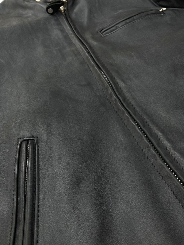ショット SCHOTT LEATHER JACKET レザー ジャケット シングル ライダース バイカー レーサー アウトドア USA製 アウター 黒 サイズ 34 ジャケット 無地 ブラック 104MT-1693